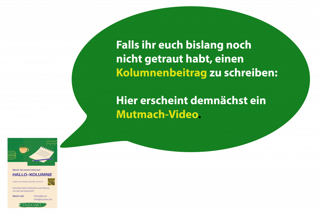 grüne Sprechblase V4b - mit Text mit Plakat